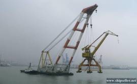 150ton self-propelled revolving floating crane 150t crane barge ship